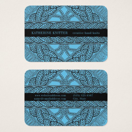BLAUE KABEL STRICK 3.5x2.5 Visitenkarte (Vorne & Hinten)