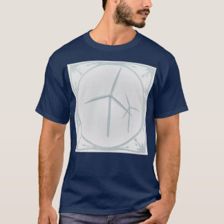 Blaue Kachel mit Windturbinen T-Shirt