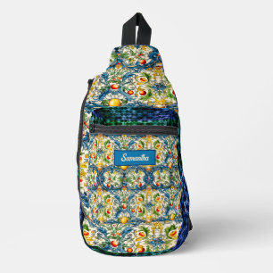 Blaue Kacheln aus sizilianischem Mittelmeer Crossbody Bag
