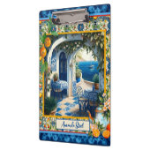 Blaue Kacheln aus sizilianischem Mittelmeer Klemmbrett (Links)