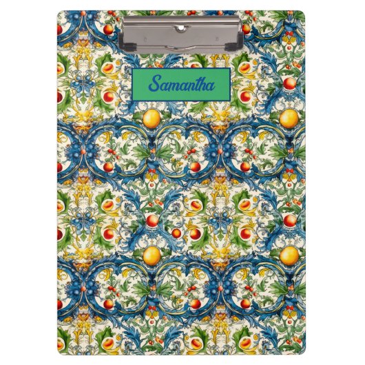 Blaue Kacheln aus sizilianischem Mittelmeer Klemmbrett (Vorderseite)