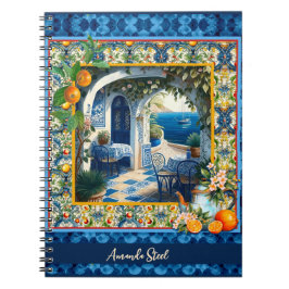 Blaue Kacheln aus sizilianischem Mittelmeer Notizblock