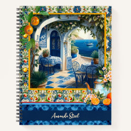 Blaue Kacheln aus sizilianischem Mittelmeer Notizblock