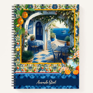 Blaue Kacheln aus sizilianischem Mittelmeer Notizblock