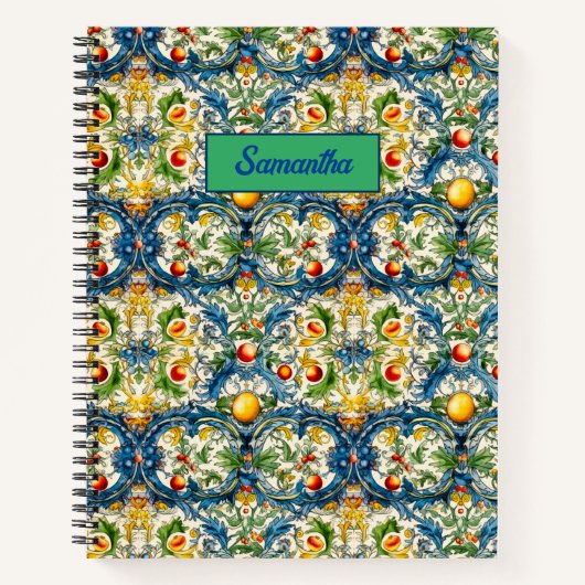 Blaue Kacheln aus sizilianischem Mittelmeer Notizblock (Vorderseite)