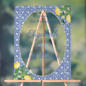 Blaue Kacheln Hochzeitsempfang Zeichen 3 Acrylschild (Neutral)