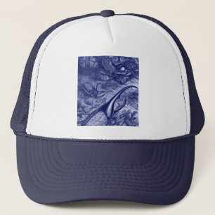 Blaue Käfer-Vintager Natur-Druck Truckerkappe