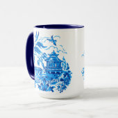 Blaue Kaffeetasse des Weide-China-Entwurfs-15oz (Vorderseite Links)