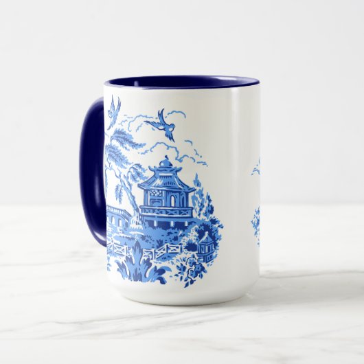 Blaue Kaffeetasse des Weide-China-Entwurfs-15oz (Vorderseite Links)