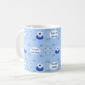 Blaue Kaffeetasse mit affirmativem Thema Tasse (Vorderseite Links)