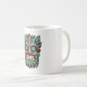 Blaue Kaffeetasse mit geschnitztem Wächter (VorderseiteRechts)