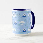 Blaue Kaffeetassen-Affirmationen-Tasse Tasse (VorderseiteRechts)