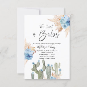BLAUE Kaktus-Taco-Überraschung BABY-Jungen-Shower- Einladung