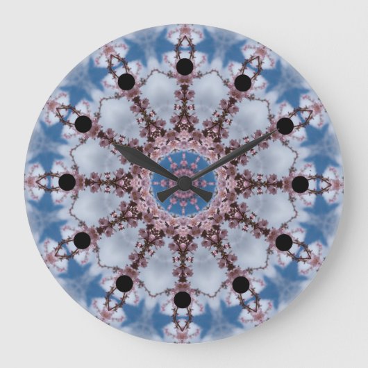 Blaue Kaleidoskop-Uhr Große Wanduhr (Vorderseite)