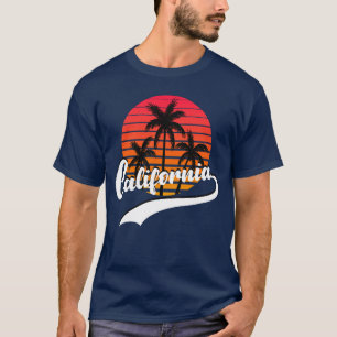 Blaue Kalifornien Sommer Retro Sonnenuntergang Her T-Shirt