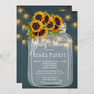 Blaue Kalkboard rustikale Maske Jar Babydusche Einladung