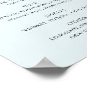 Blaue Kalligraphie-Skript Hochzeitgetränke Bar-Men Poster (Ecke)