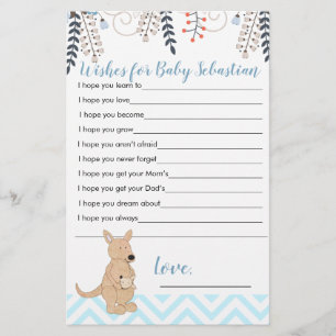 Blaue Känguru-Boho-Junge-Baby-Shower-Wünsche für B