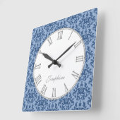 Blaue Kängurutatzen-Damastnamen-Wanduhr Quadratische Wanduhr (Winkel)