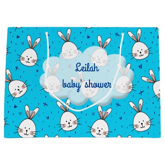 blaue Kaninchen Große Geschenktüte (Vorderseite)