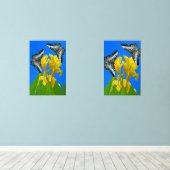 Blaue Kappenschmetterlinge aus Malaysia auf Canna Bilderwand Sets (Holzboden)