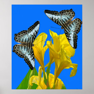 Blaue Kappenschmetterlinge aus Malaysia auf Canna Poster