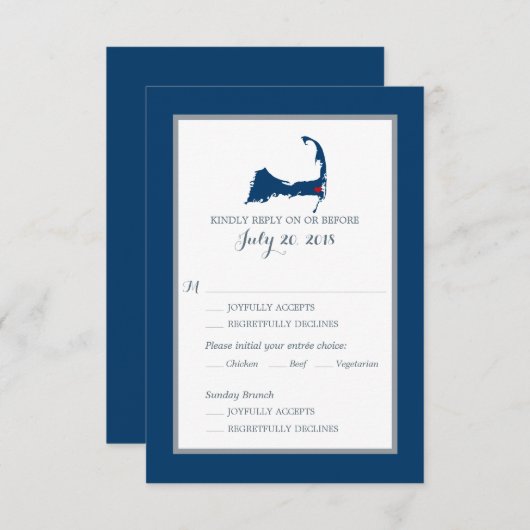 Blaue Kapuze mit Herz | RSVP-Menü Hochzeiten RSVP Karte (Vorne/Hinten)