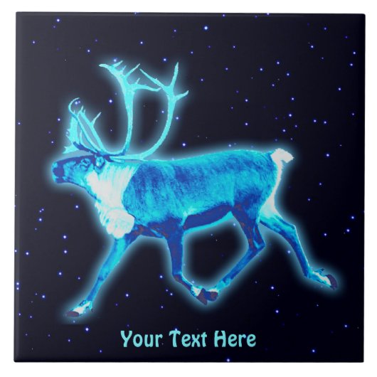 Blaue Karibik (Reindeer) Fliese (Vorderseite)