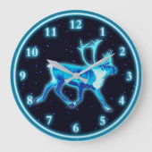 Blaue Karibik (Reindeer) Große Wanduhr (Vorderseite)