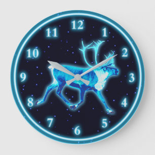 Blaue Karibik (Reindeer) Große Wanduhr