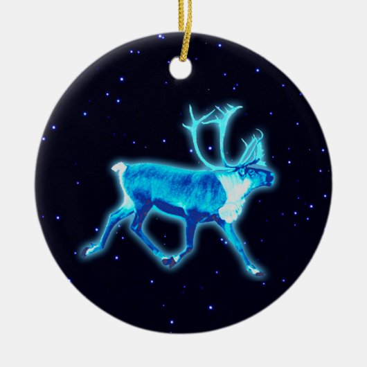 Blaue Karibik (Reindeer) Keramik Ornament (Vorne)