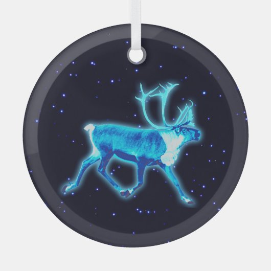 Blaue Karibik (Reindeer) Ornament Aus Glas (Vorderseite)