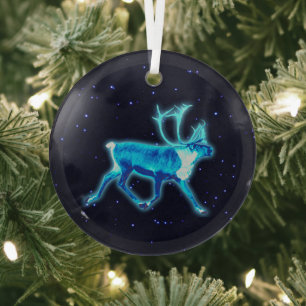 Blaue Karibik (Reindeer) Ornament Aus Glas