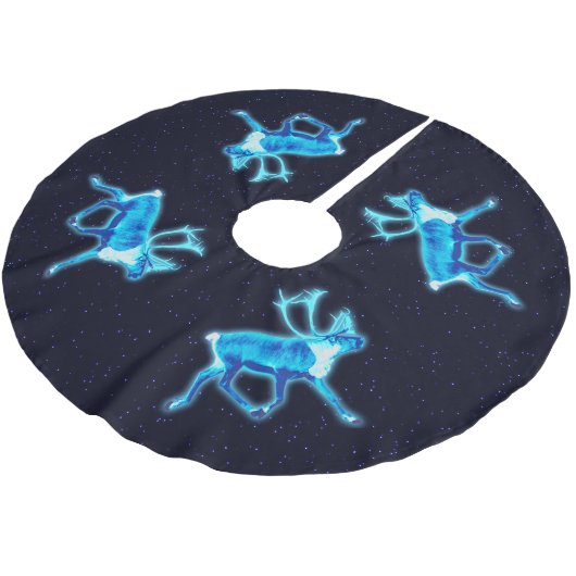Blaue Karibik (Reindeer) Polyester Weihnachtsbaumdecke (Schrägansicht)