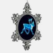 Blaue Karibik (Reindeer) Schneeflocken Zinn-Ornament (Links)