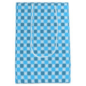 Blaue Karierte Blumendecke Mittlere Geschenktüte (Rückseite)