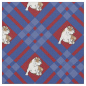 Blaue karierte Bulldogge Stoff (Nahaufnahme)