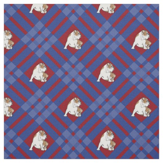 Blaue karierte Bulldogge Stoff (Muster)