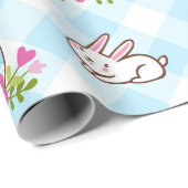 Blaue Karierte Bunnies und Eier Geschenkpapier (Rolleneckpunkt)