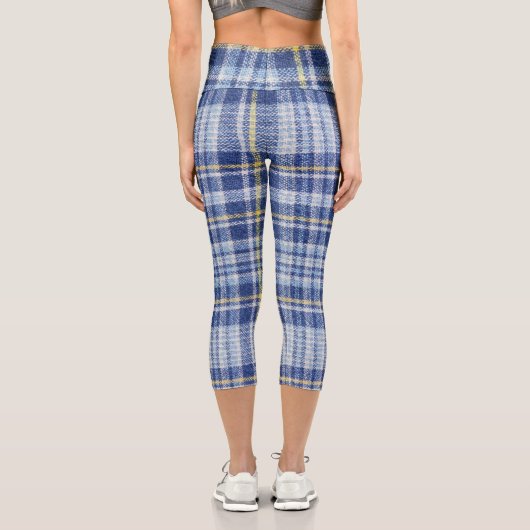 Blaue Karierte Capri-Leggings Capri Leggings (Rückseite)