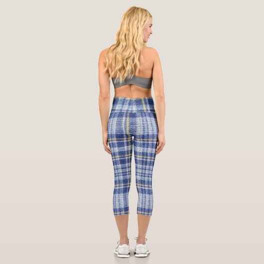 Blaue Karierte Capri-Leggings Capri Leggings (Rückseite)