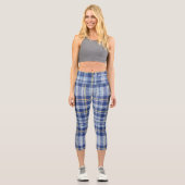 Blaue Karierte Capri-Leggings Capri Leggings (Vorderseite)