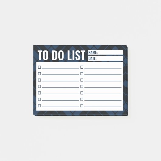 Blaue Karierte Checkliste Post-it Klebezettel (Vorderseite)