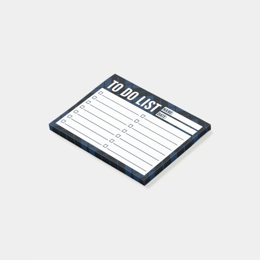 Blaue Karierte Checkliste Post-it Klebezettel (angewinkelt)