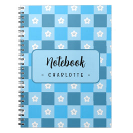 Blaue karierte Floral Notizblock