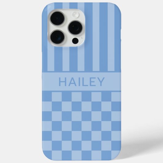 Blaue Karierte Gestreifte Personalisierte Case-Mate iPhone Hülle (Rückseite)