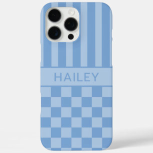 Blaue Karierte Gestreifte Personalisierte iPhone 16 Pro Max Hülle