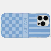 Blaue Karierte Gestreifte Personalisierte Case-Mate iPhone Hülle (Rückseite (Horizontal))