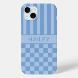 Blaue karierte gestreifte personalisierte Hülle