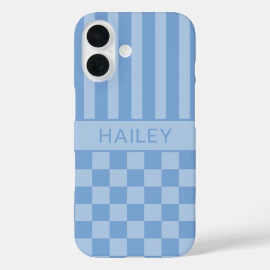 Blaue karierte gestreifte Personalisierung Case-Mate iPhone Hülle (Rückseite)